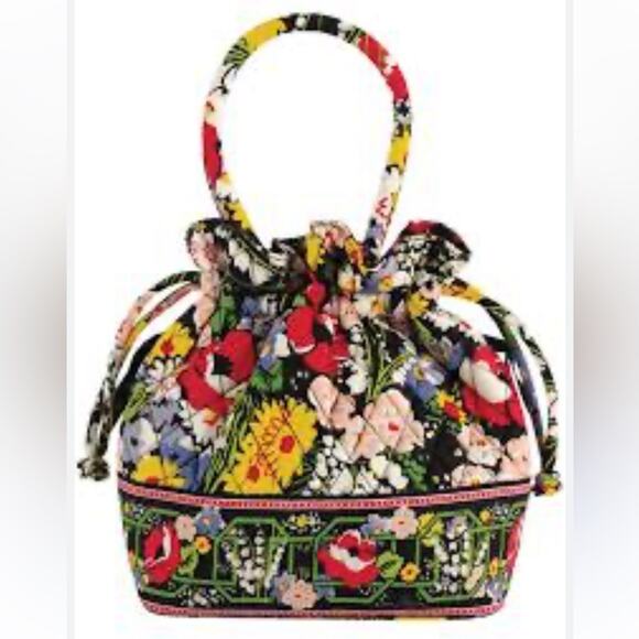 Vera Bradley Poppy Fields Drawstring Purse Top Handle Y2K Tote Mini Bag Flowers - Picture 1 of 14